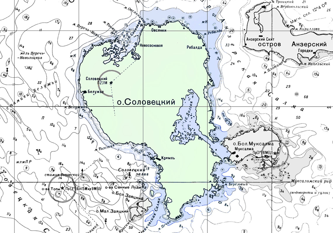 Карта Большого Соловецкого острова