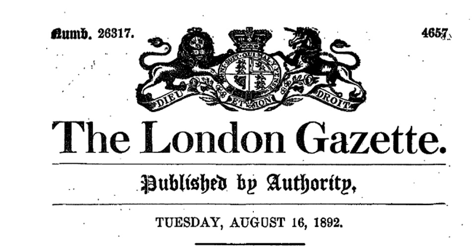 Шапка номера газеты The London Gazette