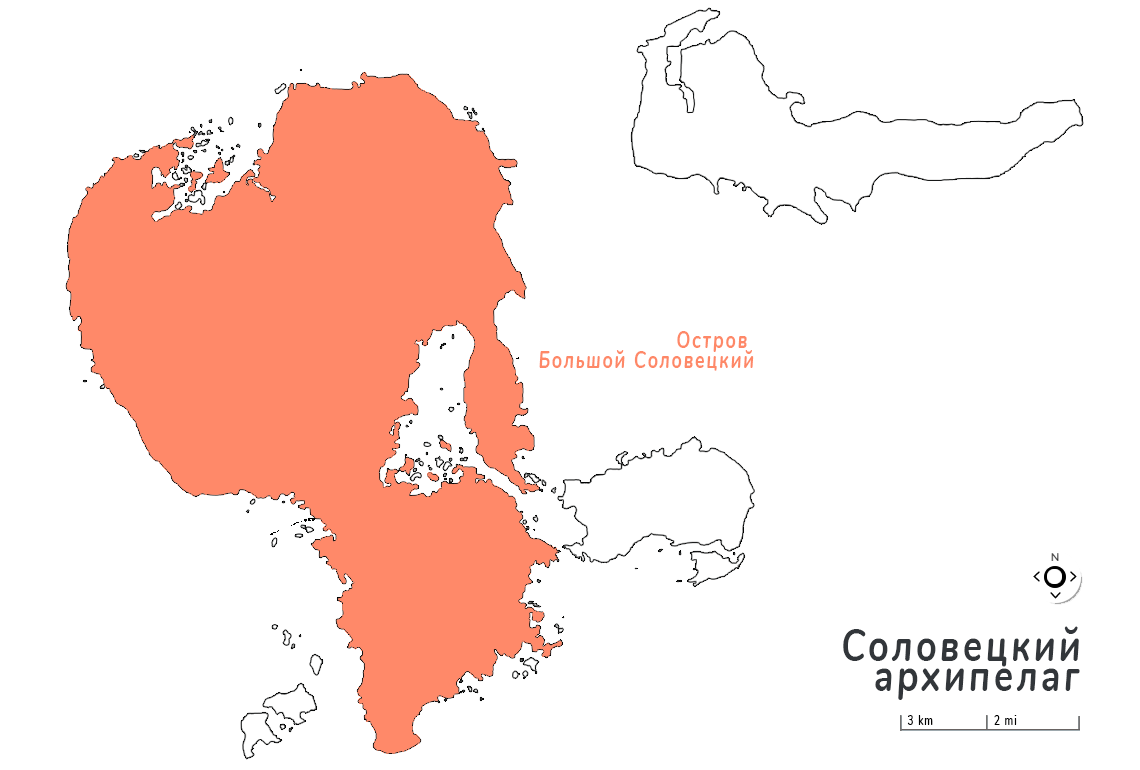 Карта-схема острова Большой Соловецкий