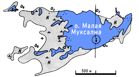 Карта-схема острова Малая Муксалма