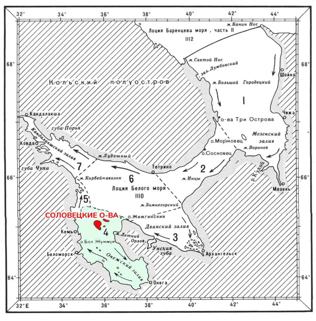 Карта Белого моря и Соловецкие острова